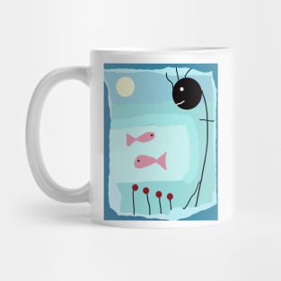 Kid and Aquarium Stick Figure Mug